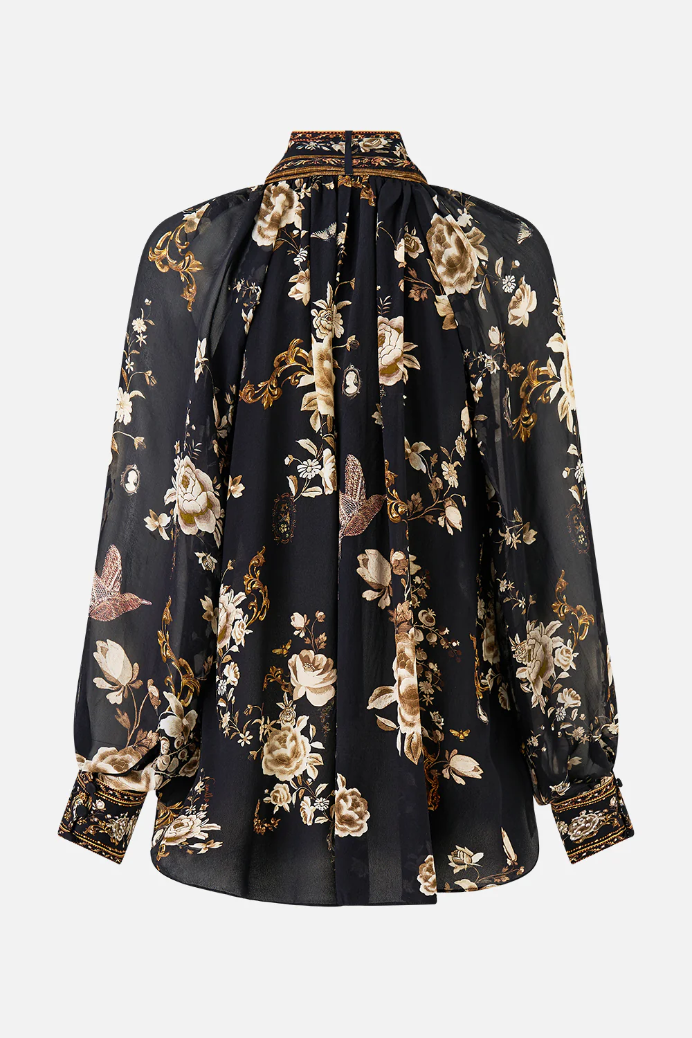 DETACHABLE PUSSY BOW RAGLAN BLOUSE FLAMENCO FOLKLORE - Image 7