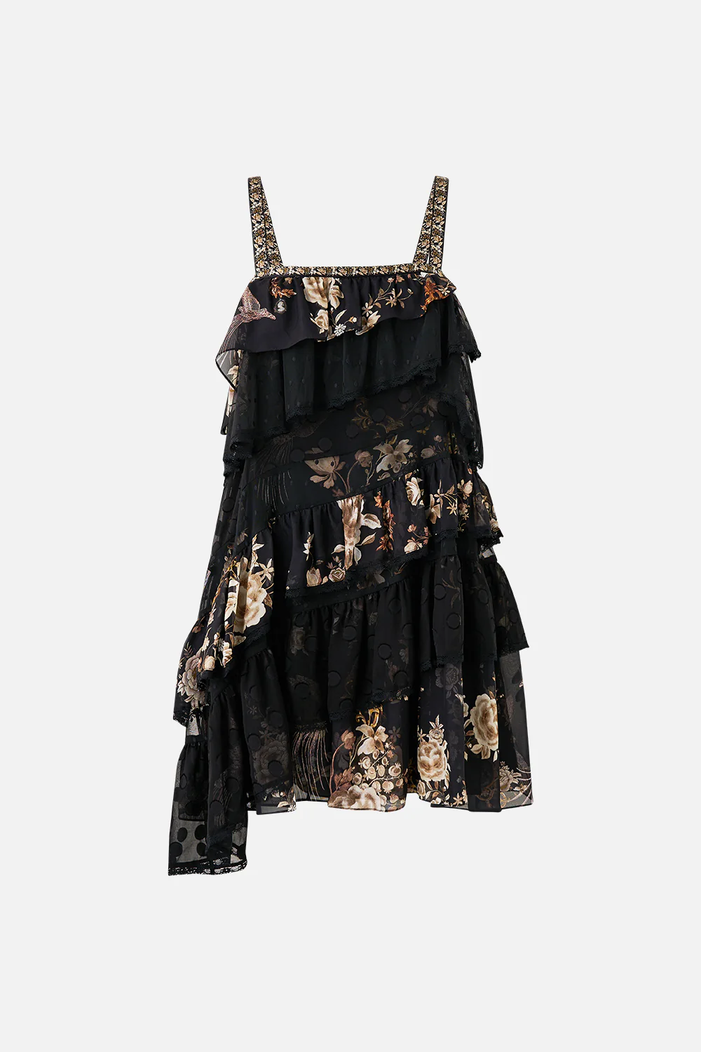 ASYMMETRIC SPLICED LACE MINI DRESS FLAMENCO FOLKLORE - Image 3