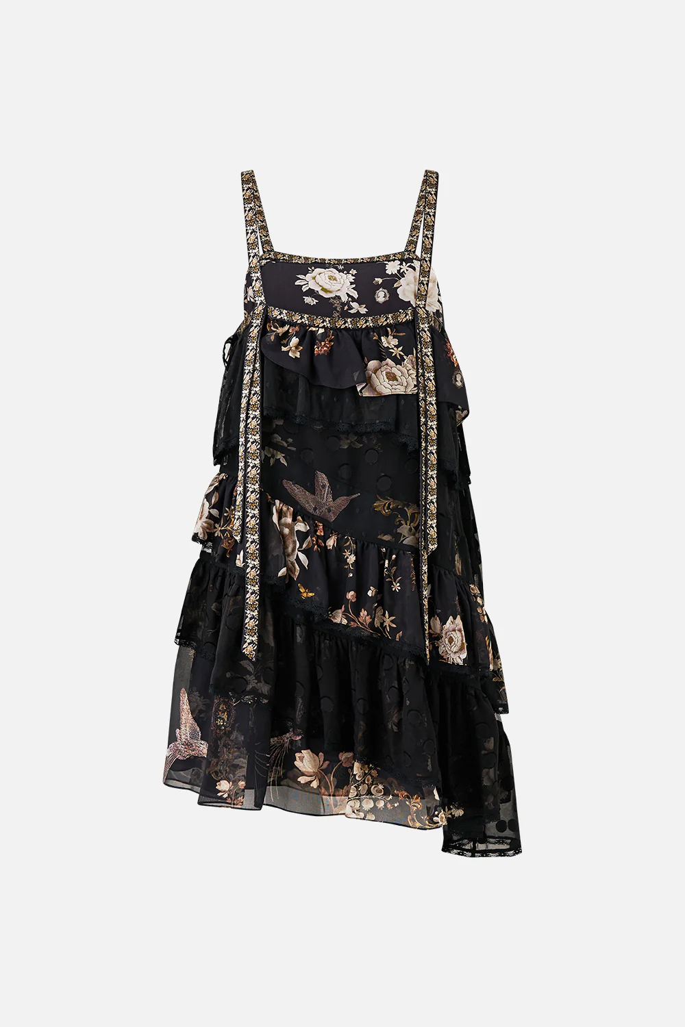 ASYMMETRIC SPLICED LACE MINI DRESS FLAMENCO FOLKLORE - Image 6