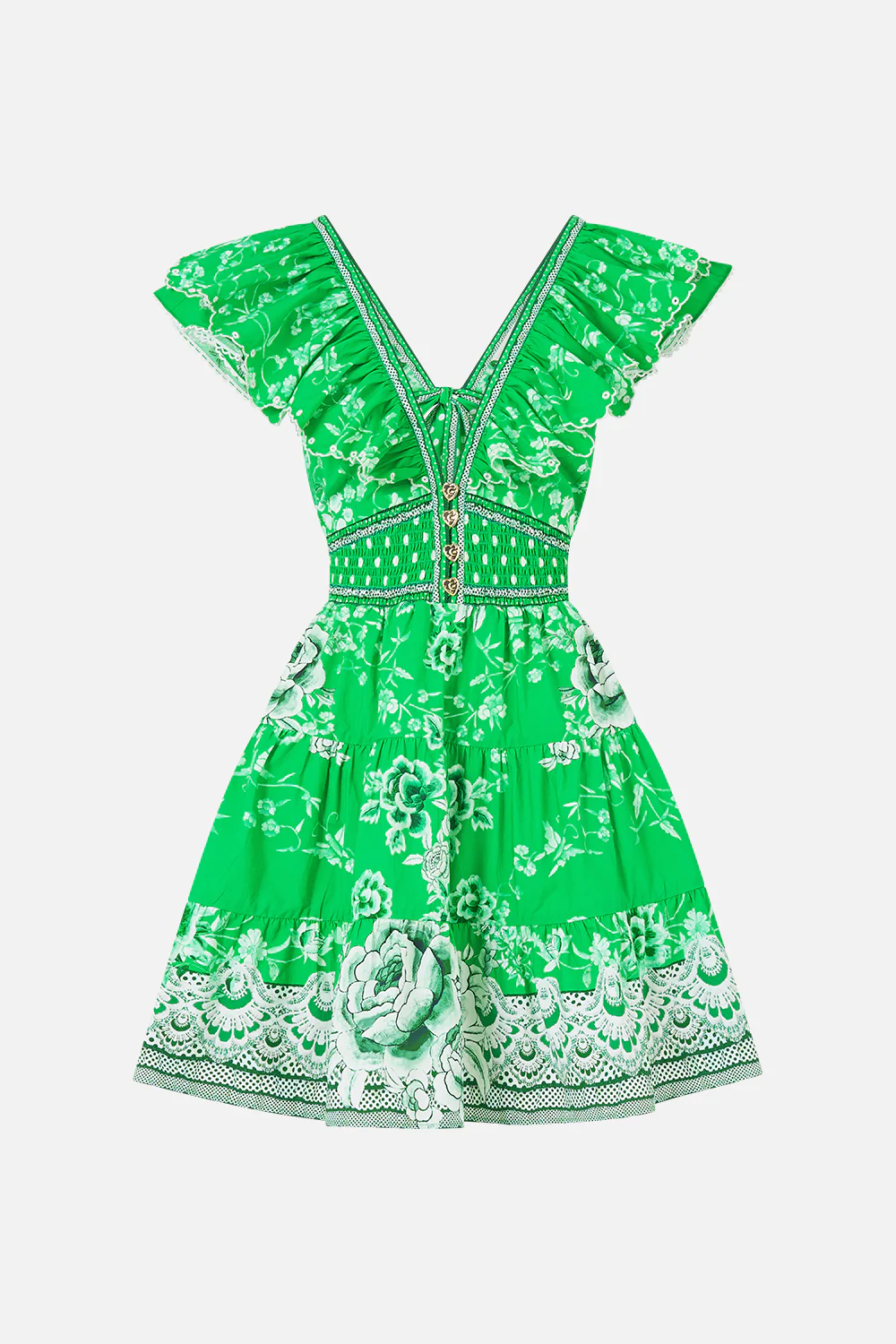 TIERED SHORT DRESS WITH NECK FRILL SACROMONTE SEÑORITA - Image 3