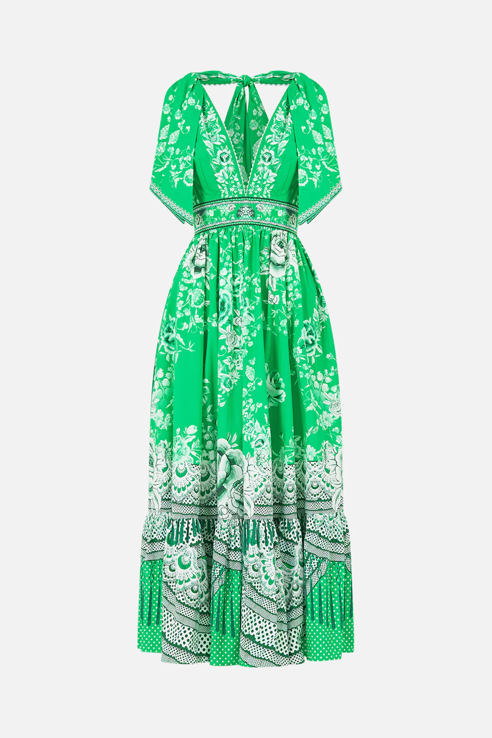 WAISTED MIDI DRESS WITH SHOULDER TIES SACROMONTE SEÑORITA - Image 3