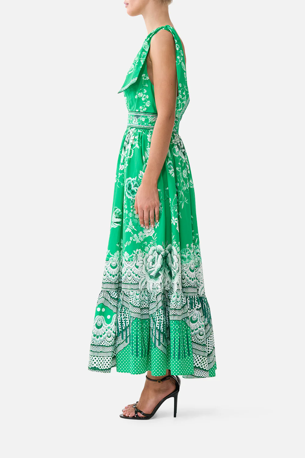 WAISTED MIDI DRESS WITH SHOULDER TIES SACROMONTE SEÑORITA - Image 4