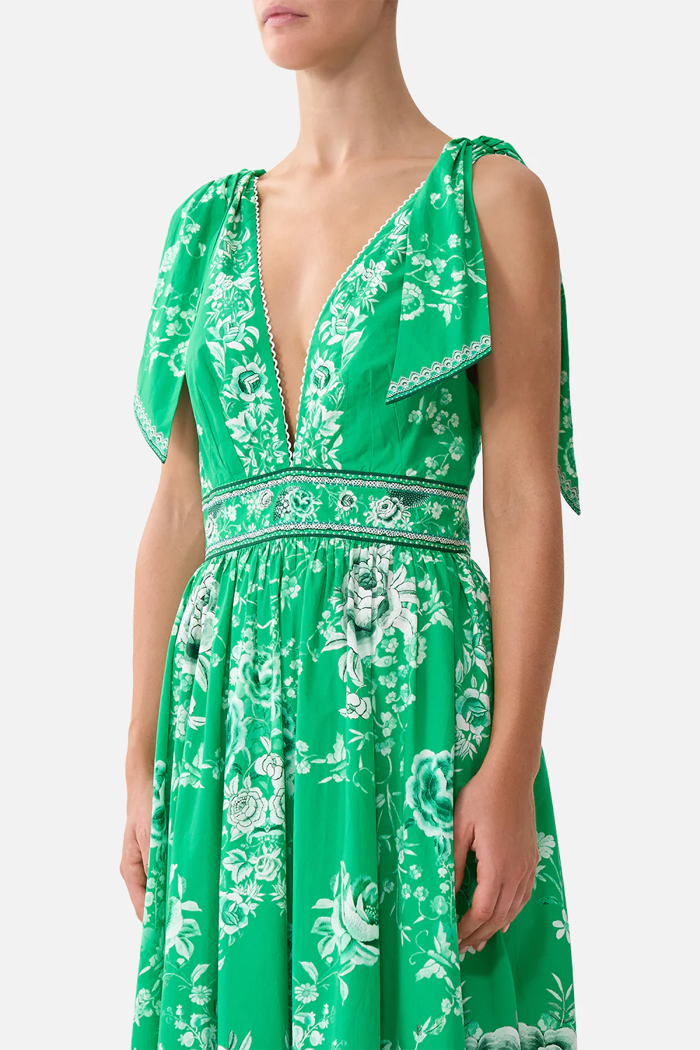 WAISTED MIDI DRESS WITH SHOULDER TIES SACROMONTE SEÑORITA - Image 5