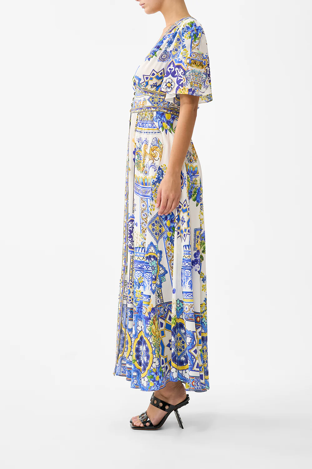 SHAPED WAISTBAND DRESS WITH FLUTTER SLEEVES ESPAÑA NIRVANA - Image 4