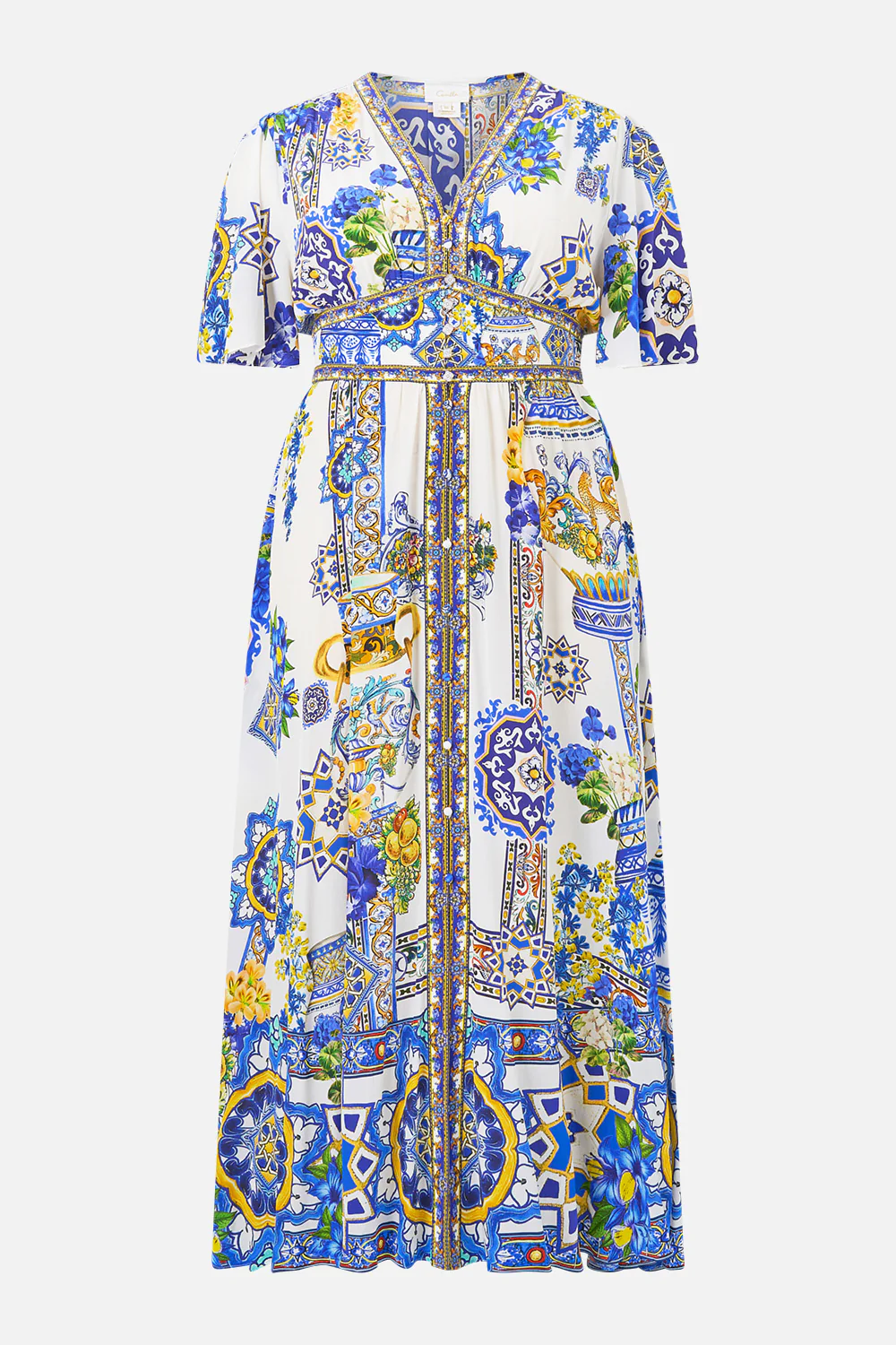 SHAPED WAISTBAND DRESS WITH FLUTTER SLEEVES ESPAÑA NIRVANA - Image 9
