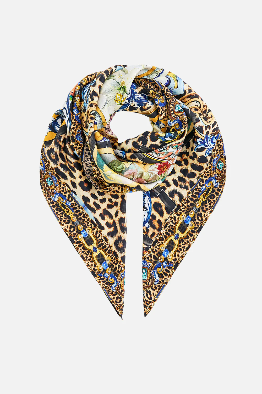 LARGE CRYSTALLED SILK SQUARE SCARF SEVILLIAN STYLE