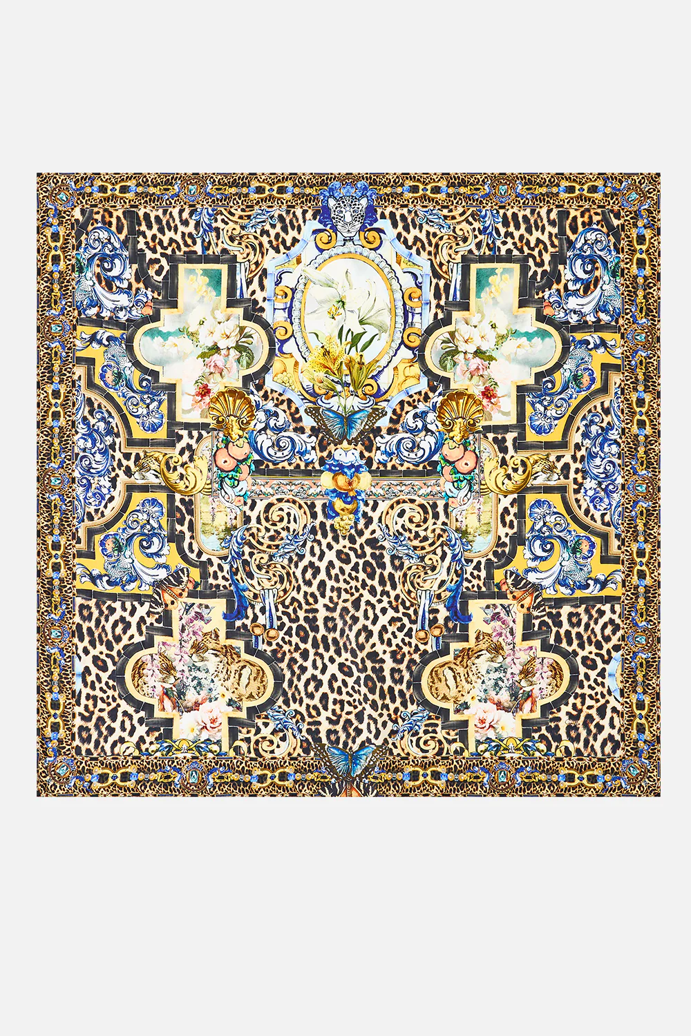 LARGE CRYSTALLED SILK SQUARE SCARF SEVILLIAN STYLE - Image 2