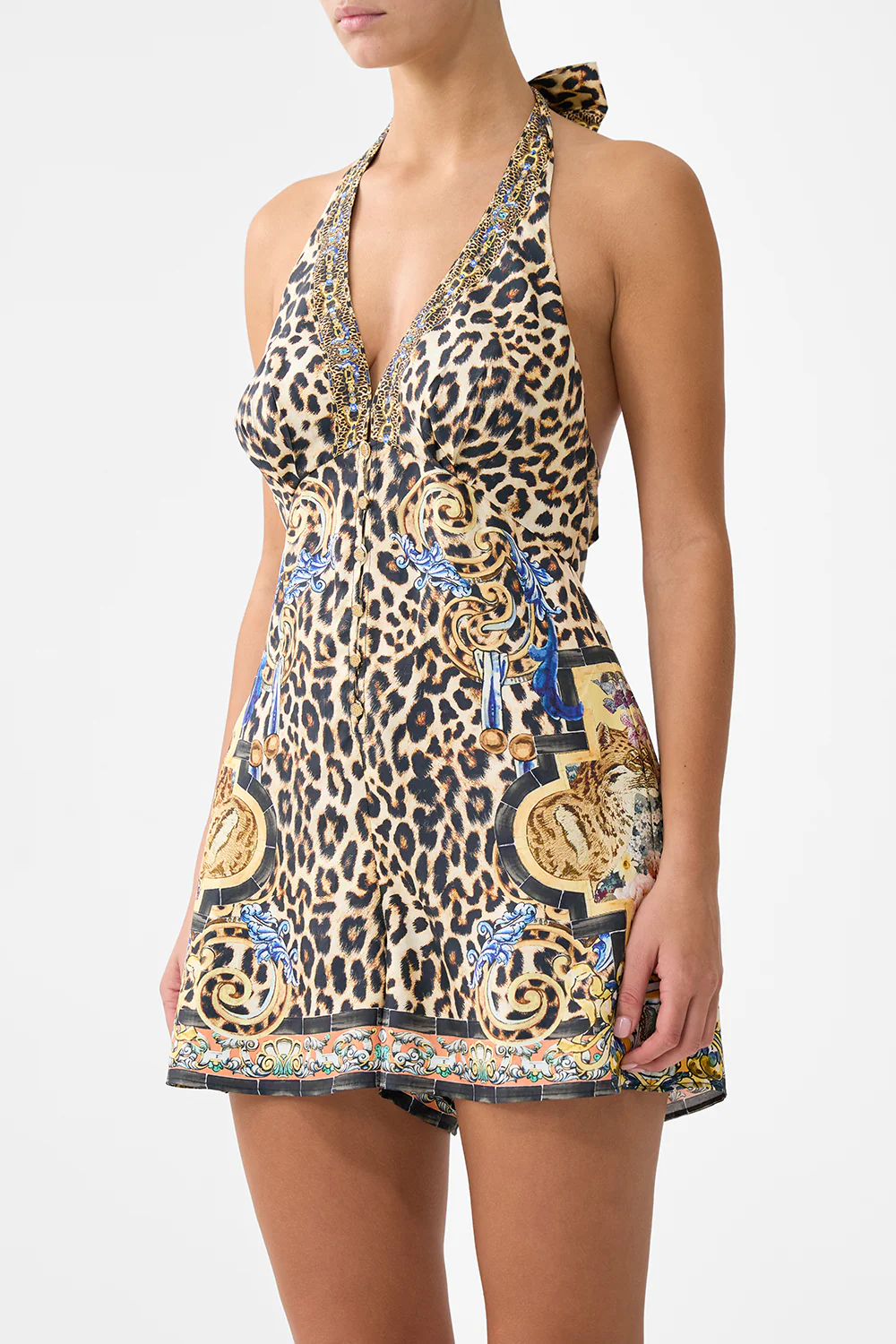 BUTTON FRONT HALTER PLAYSUIT SEVILLIAN STYLE - Image 5