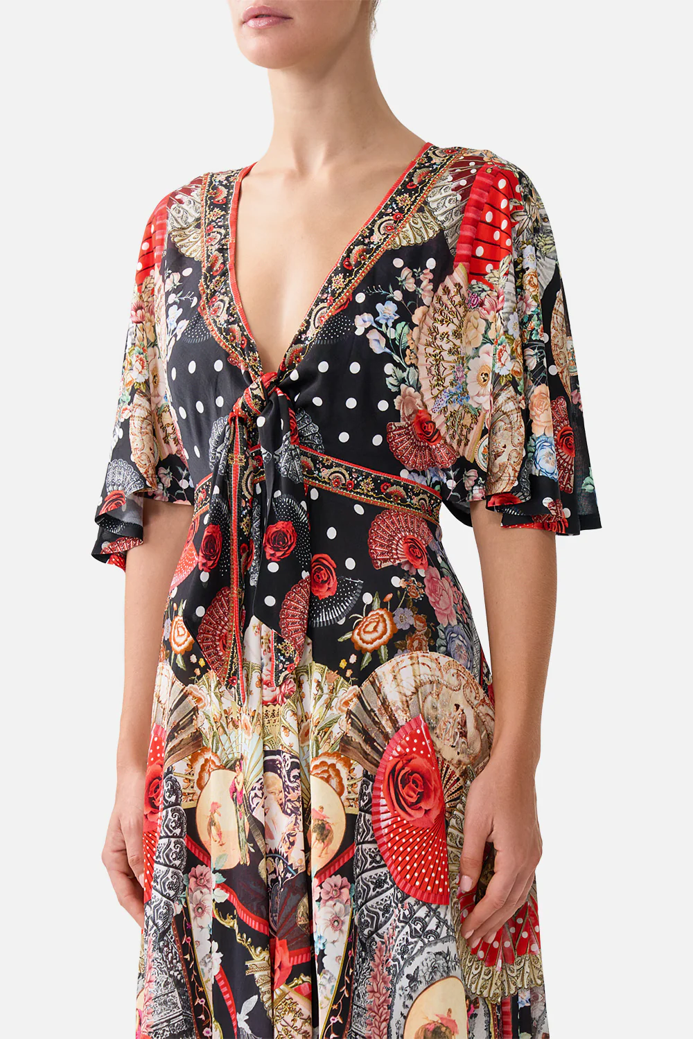 FLUTTER SLEEVE TIE FRONT JERSEY DRESS DAUGHTERS OF DUENDE - Image 5