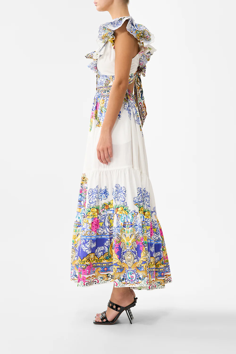 TIERED DRESS WITH NECK FRILL MILLA IN SEVILLA - Image 4