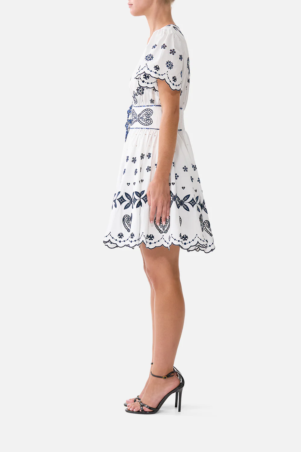DEEP V MINI DRESS WITH TIES A TILED WONDERLAND - Image 4