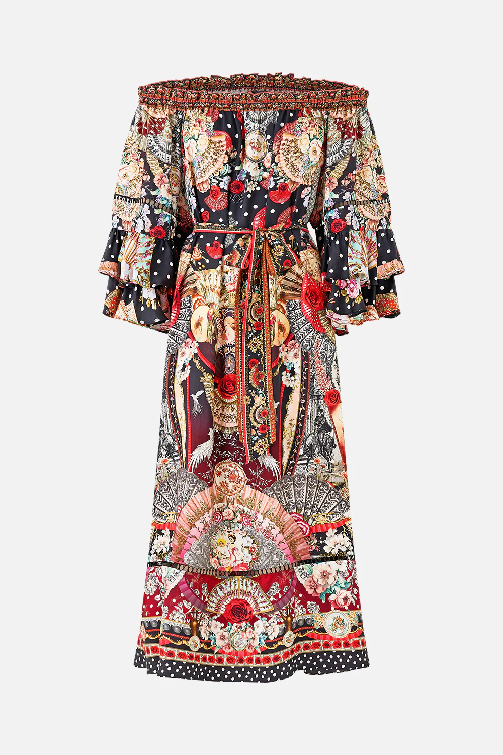 OFF SHOULDER MIDI DRESS WITH FRILL SLEEVE DAUGHTERS OF DUENDE - Image 3