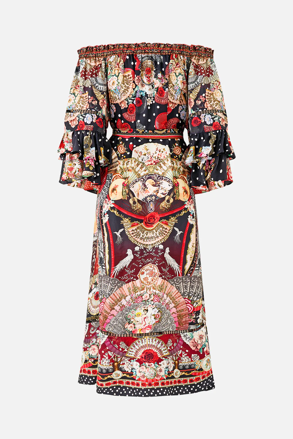 OFF SHOULDER MIDI DRESS WITH FRILL SLEEVE DAUGHTERS OF DUENDE - Image 7