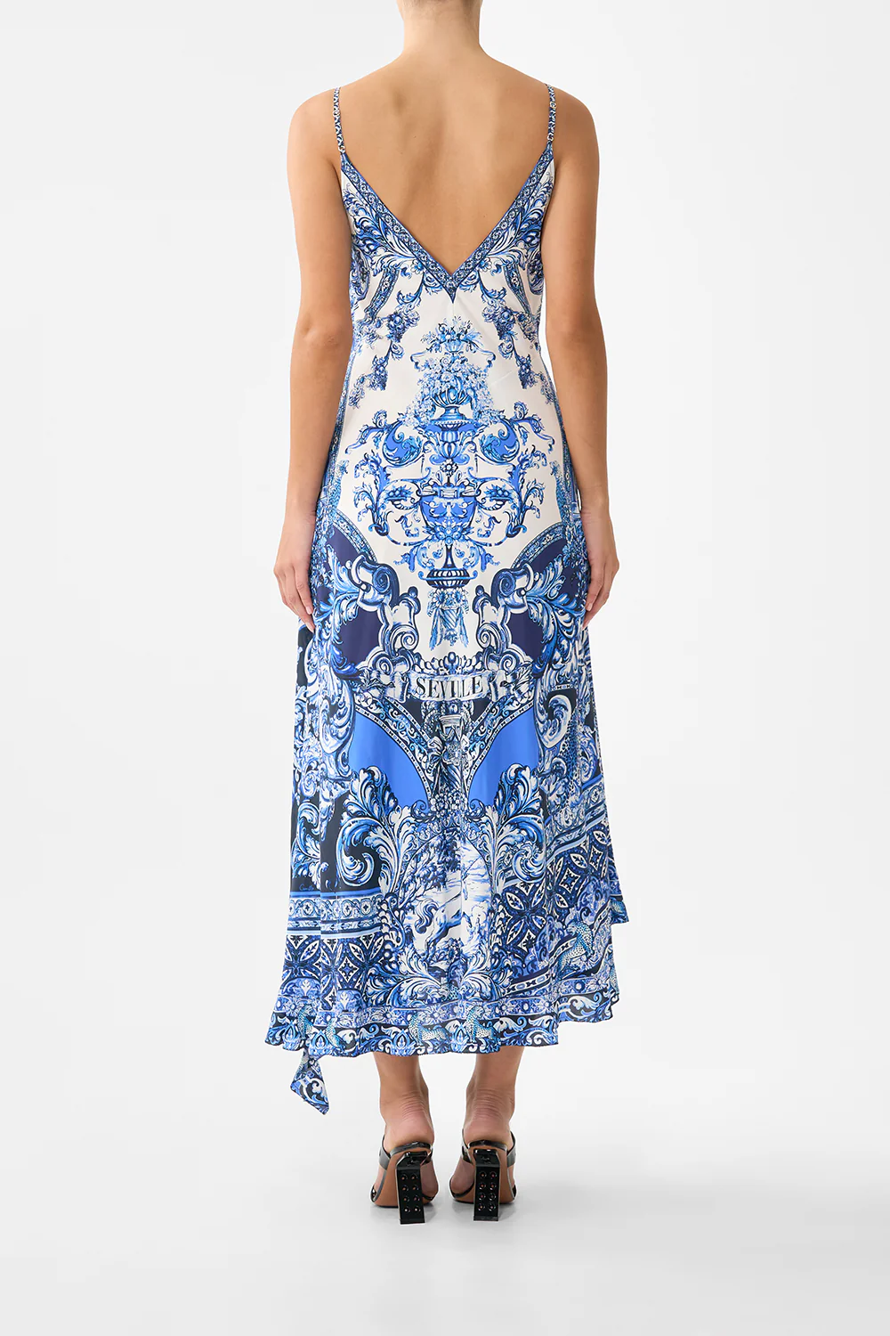 BIAS SLIP DRESS WITH FRILL HEM A TILED WONDERLAND - Image 2