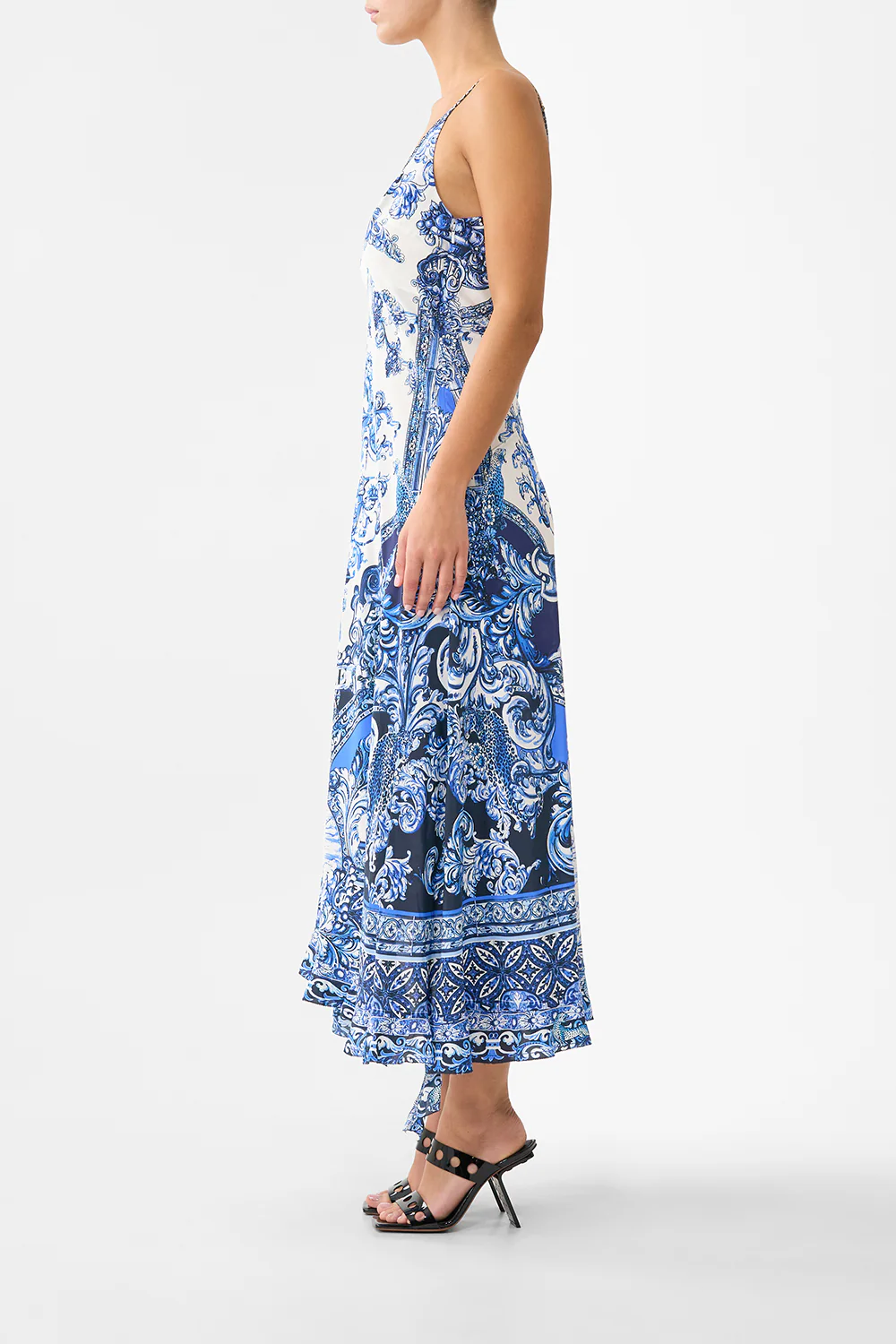 BIAS SLIP DRESS WITH FRILL HEM A TILED WONDERLAND - Image 4