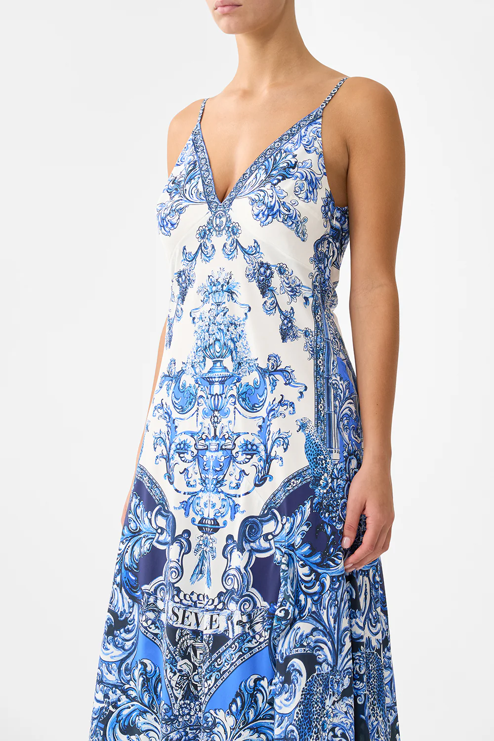 BIAS SLIP DRESS WITH FRILL HEM A TILED WONDERLAND - Image 5