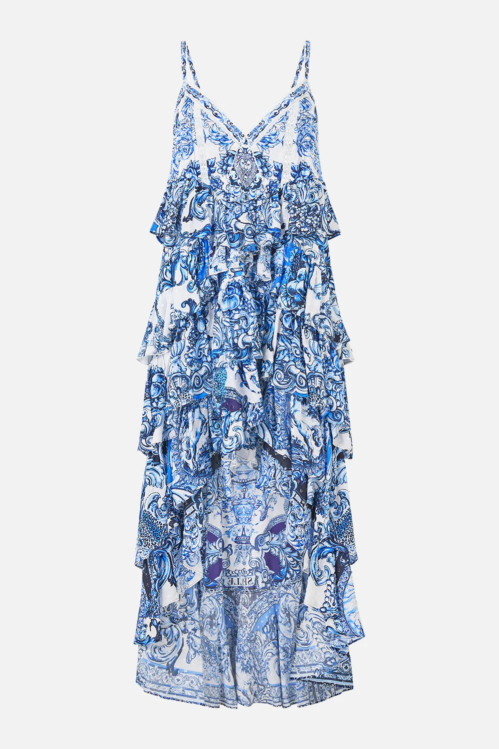 V NECK RUFFLE HIGH LOW DRESS A TILED WONDERLAND - Image 3