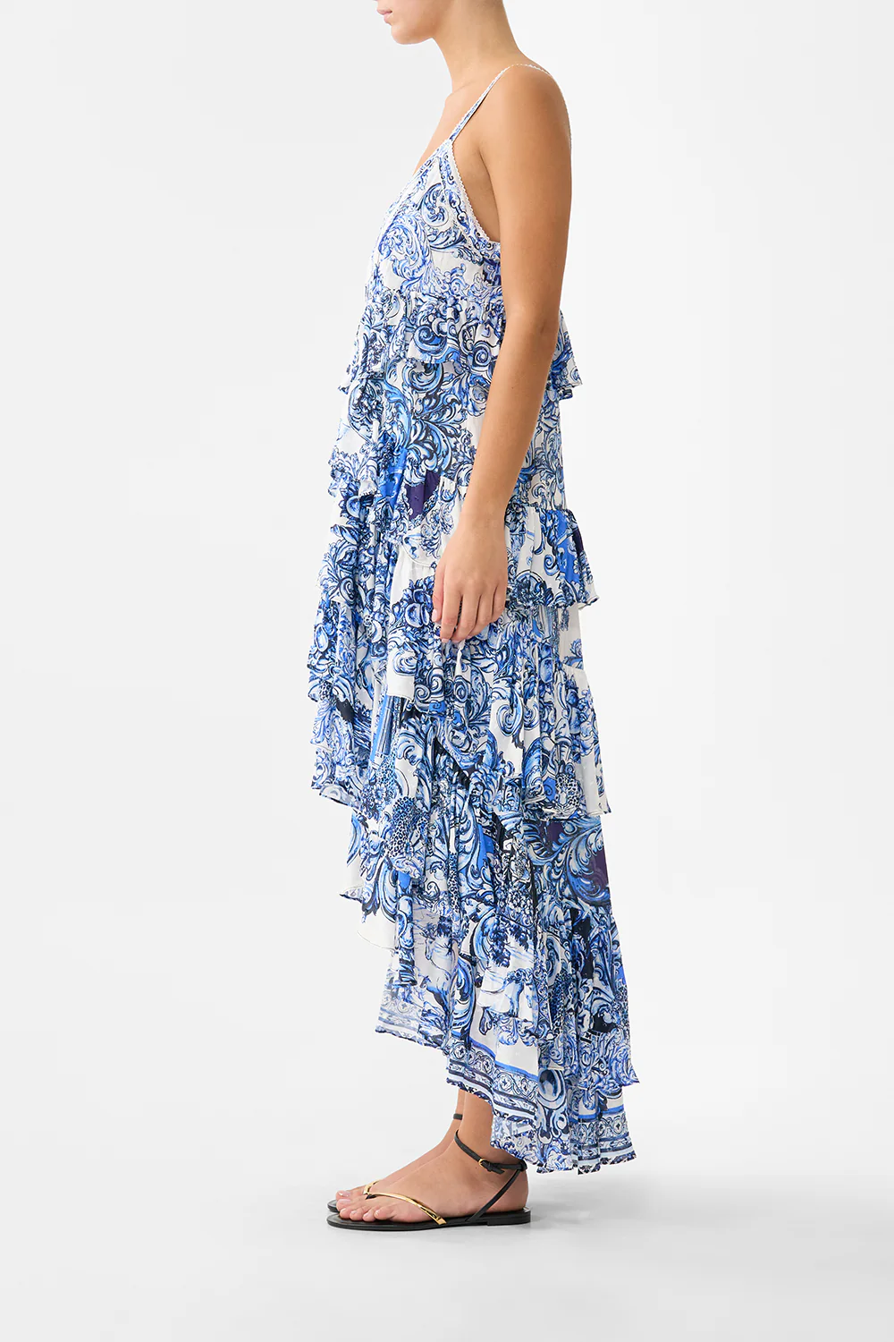 V NECK RUFFLE HIGH LOW DRESS A TILED WONDERLAND - Image 4