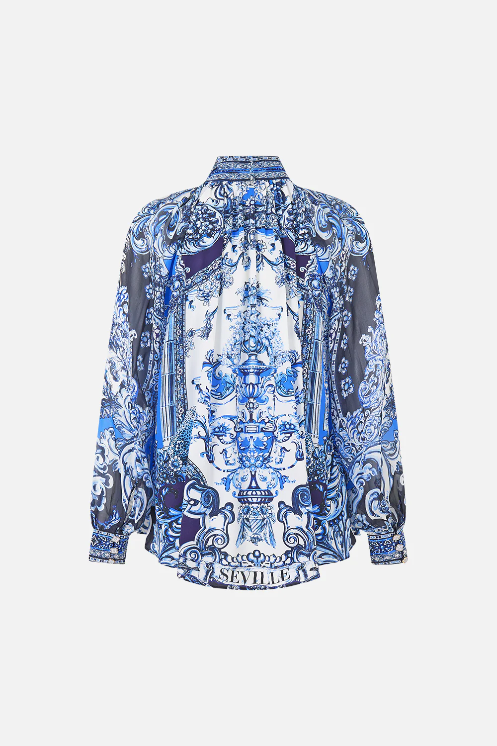 DETACHABLE PUSSY BOW RAGLAN BLOUSE A TILED WONDERLAND - Image 8