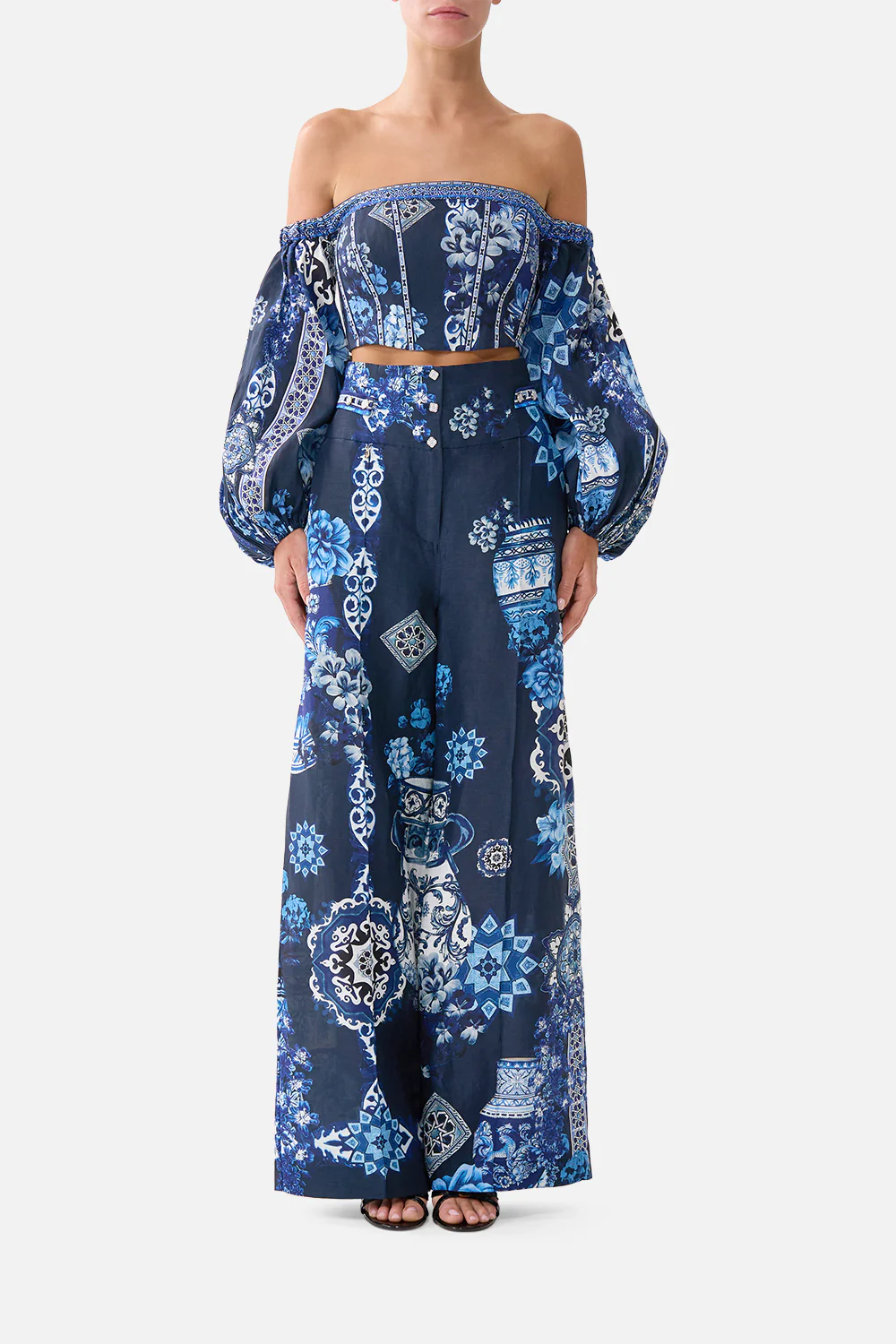 TAILORED PANT WITH WAIST BUTTON DETAIL A TILED WONDERLAND