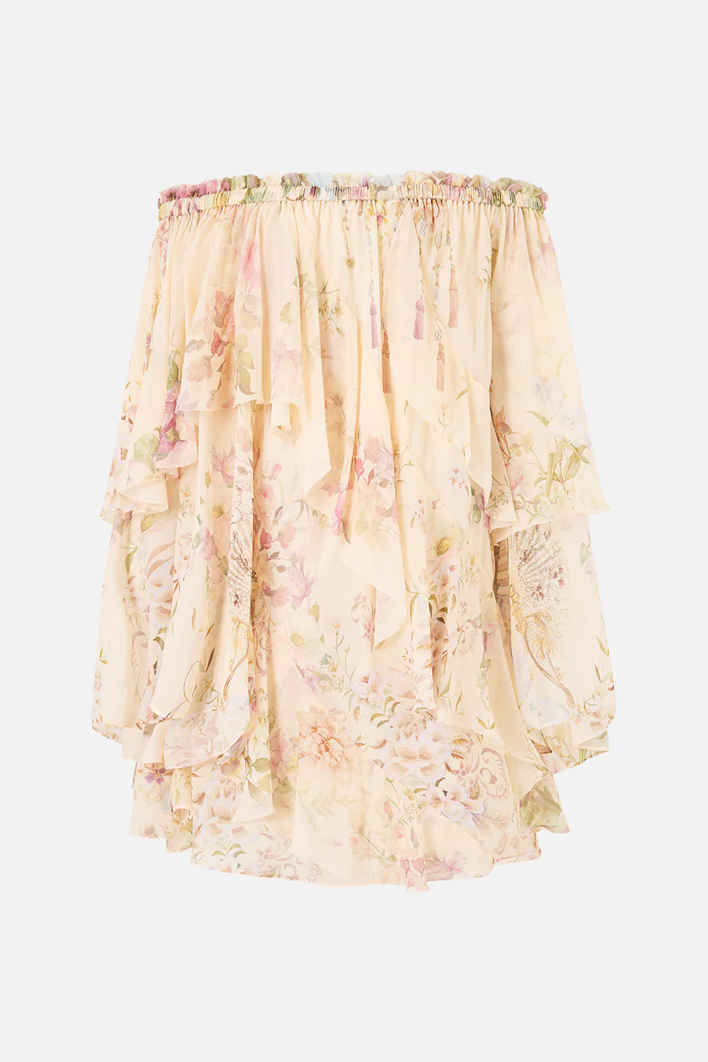 OFF SHOULDER ASSYMETRIC RUFFLE DRESS ADORNED IN ARANJUEZ - Image 6