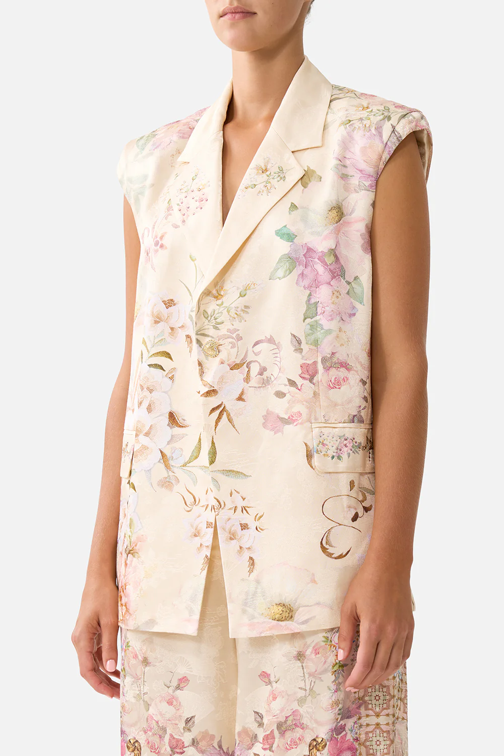TAILORED SLEEVELESS VEST ADORNED IN ARANJUEZ - Image 5