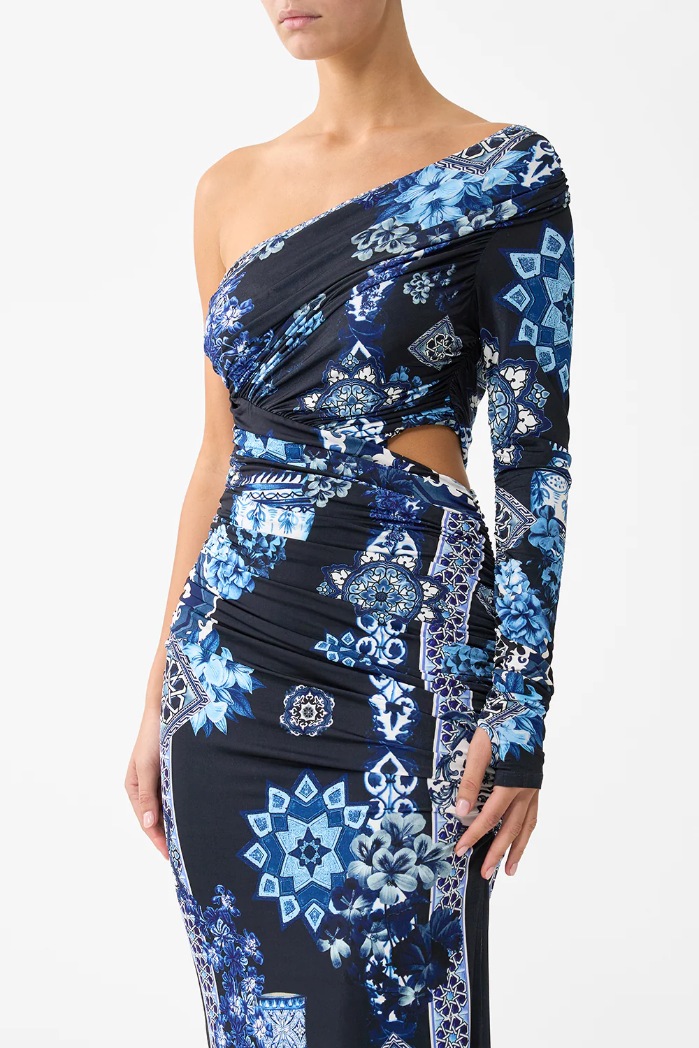 ONE SHOULDER JERSEY CUT OUT DRESS A TILED WONDERLAND - Image 5