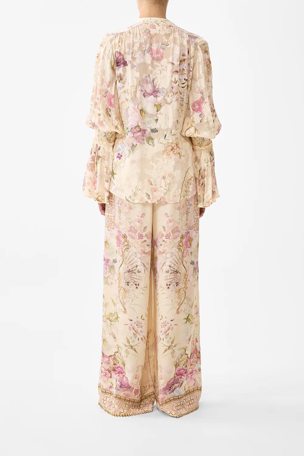 ELASTIC SLEEVE TIE FRONT BLOUSE ADORNED IN ARANJUEZ - Image 4