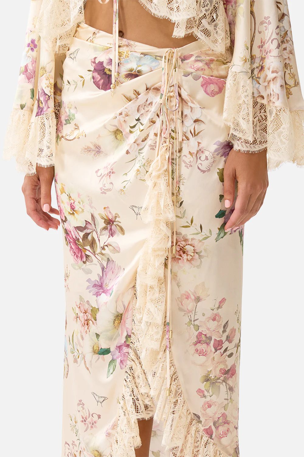 WRAP TIE SKIRT WITH RUFFLE ADORNED IN ARANJUEZ - Image 5