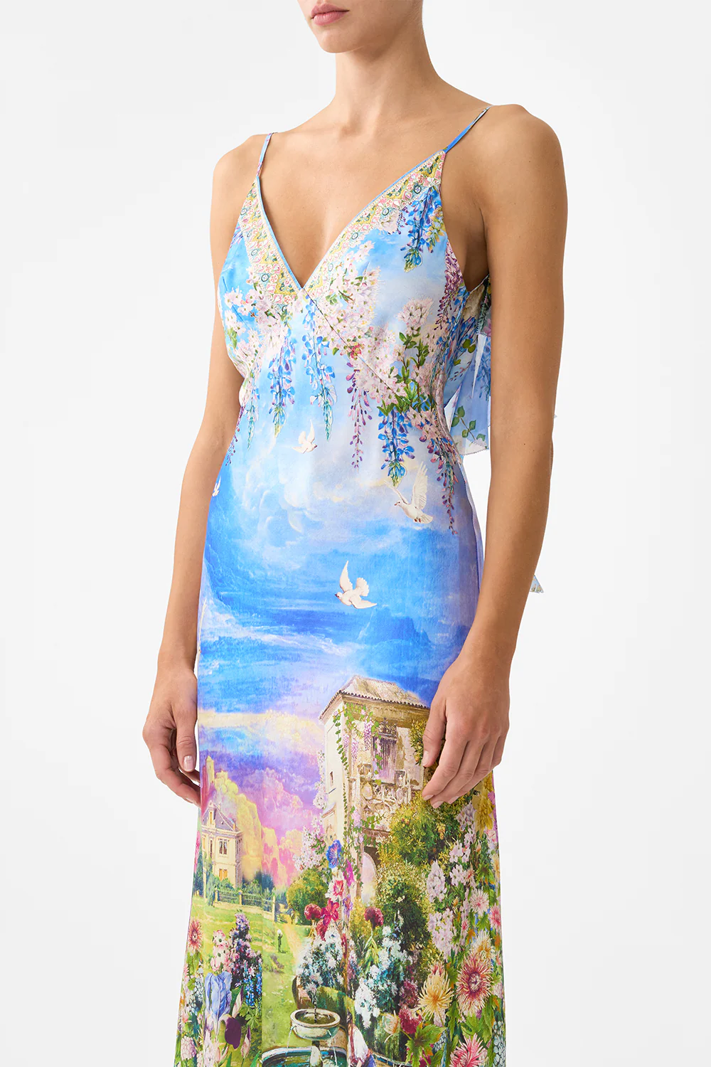 V NECK BIAS SLIP DRESS WITH BACK FRILL NAVÀS NOUVEAU - Image 5