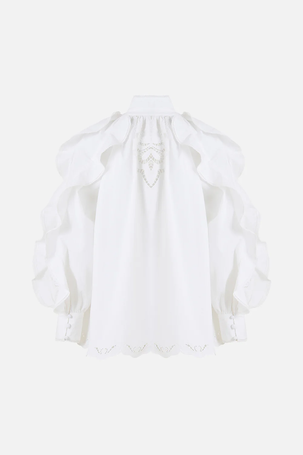 RELAXED BLOUSE WITH FRILL SLEEVE DETAIL - WHITE A TILED WONDERLAND - Image 6