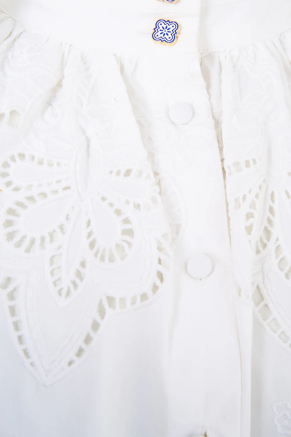 RELAXED BLOUSE WITH FRILL SLEEVE DETAIL - WHITE A TILED WONDERLAND - Image 7