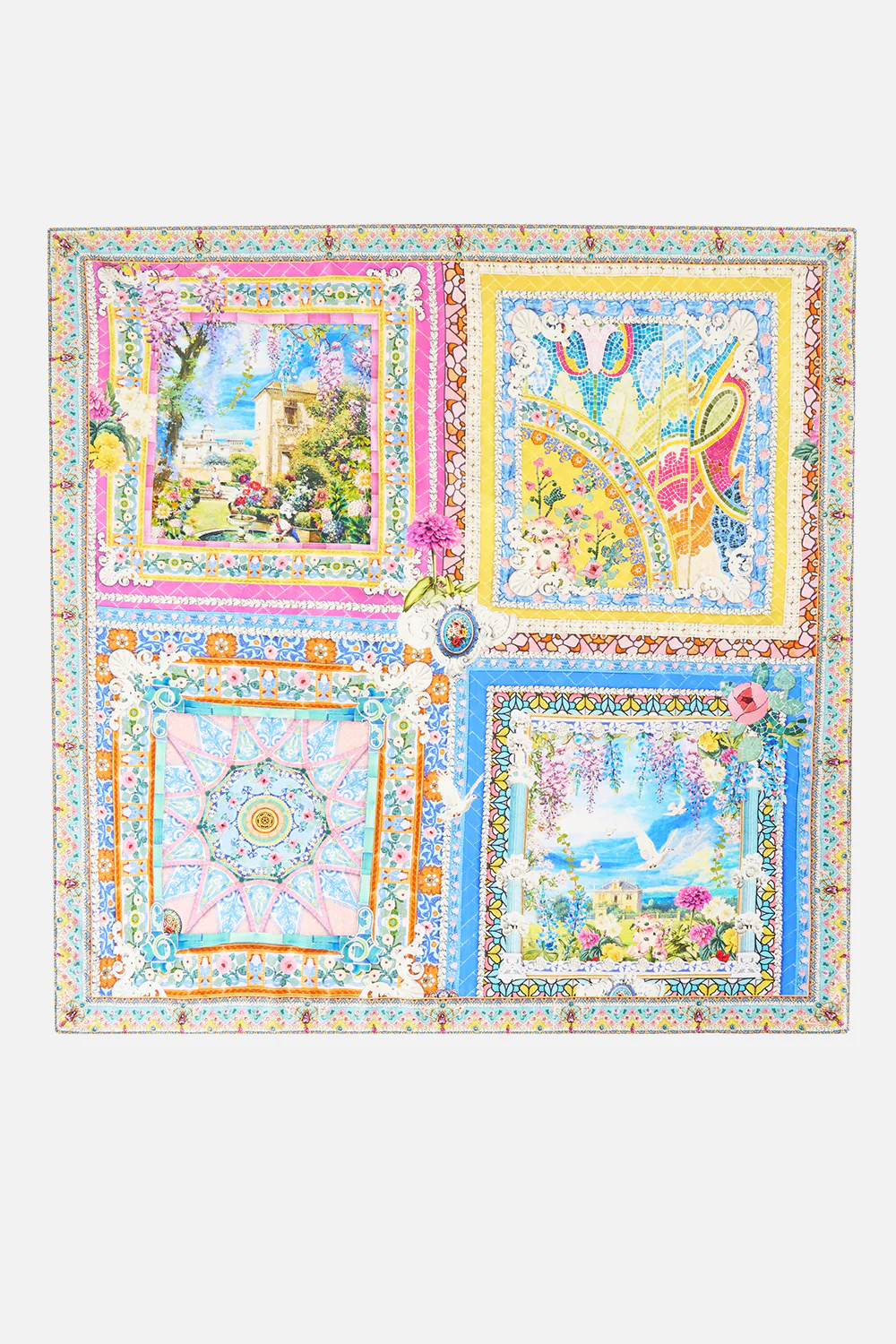 LARGE CRYSTALLED SILK SQUARE SCARF NAVÀS NOUVEAU - Image 2