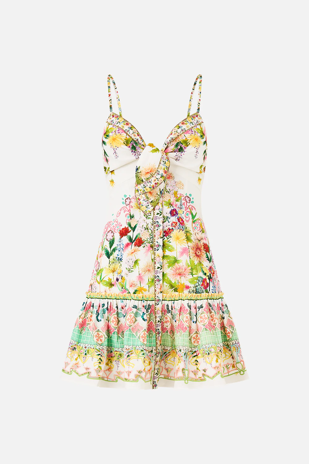 TIE FRONT SHORT DRESS WITH HEM RUFFLE THE CALL OF CATALONIA - Image 3