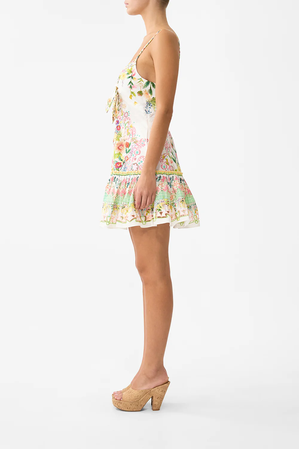 TIE FRONT SHORT DRESS WITH HEM RUFFLE THE CALL OF CATALONIA - Image 4