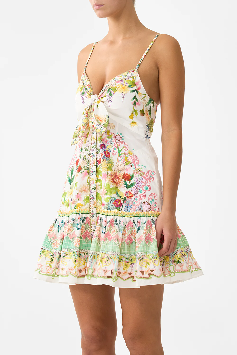 TIE FRONT SHORT DRESS WITH HEM RUFFLE THE CALL OF CATALONIA - Image 5