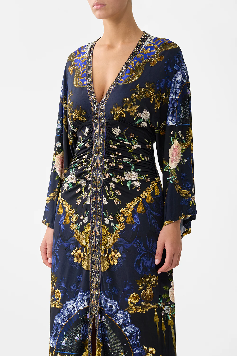 WIDE SLEEVE GATHERED MIDI DRESS NOTES FROM THE BLUE ROOM - Image 5