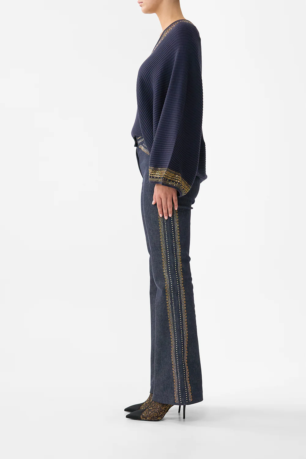 RELAXED V NECK KNIT TOP NOTES FROM THE BLUE ROOM - Image 4