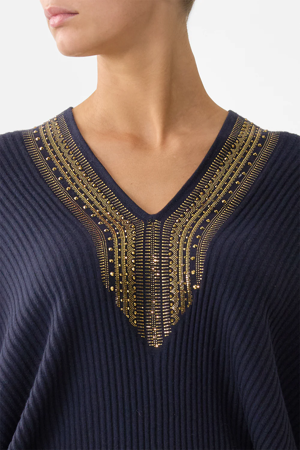 RELAXED V NECK KNIT TOP NOTES FROM THE BLUE ROOM - Image 6