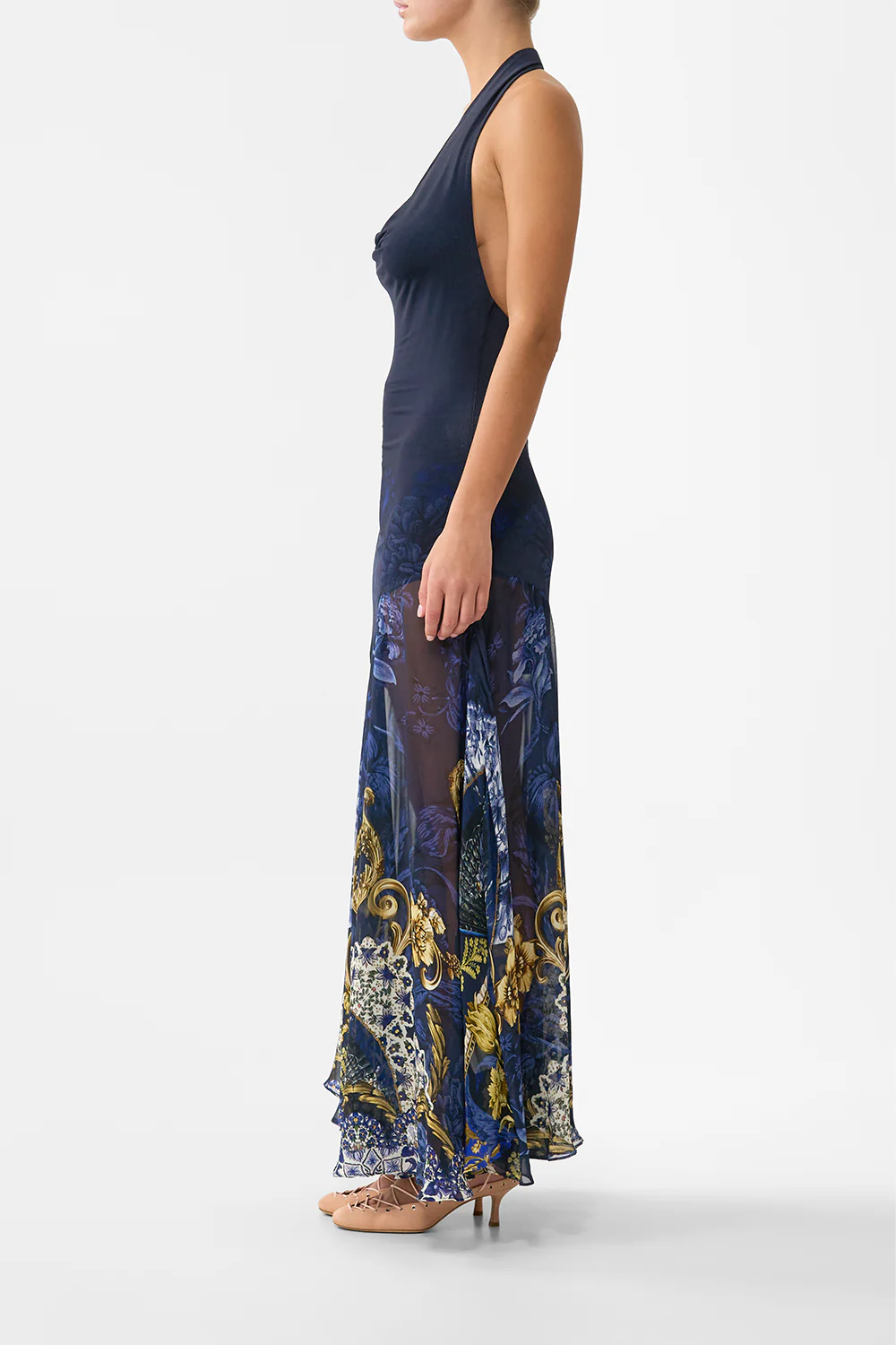 COWL NECK HALTER DRESS NOTES FROM THE BLUE ROOM - Image 4
