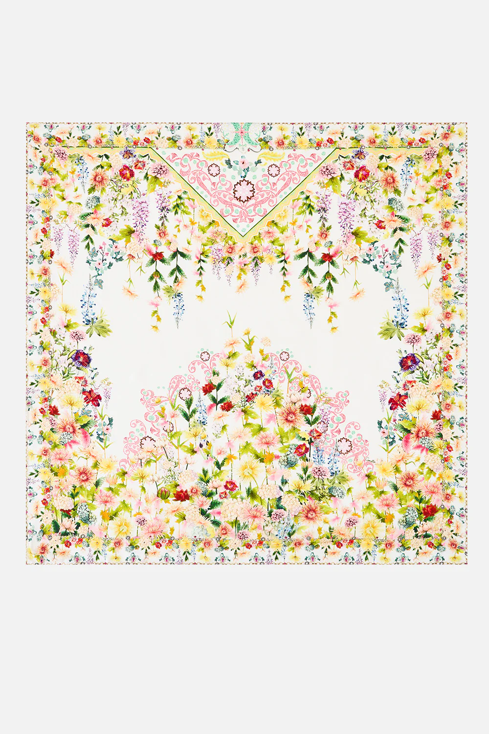 LARGE CRYSTALLED SILK SQUARE SCARF THE CALL OF CATALONIA - Image 2