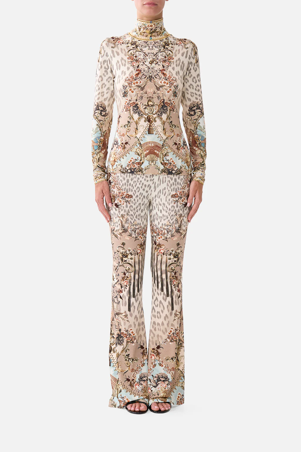 HIGH WAISTED FLARED TROUSER ARANJUEZ ANIMALIA