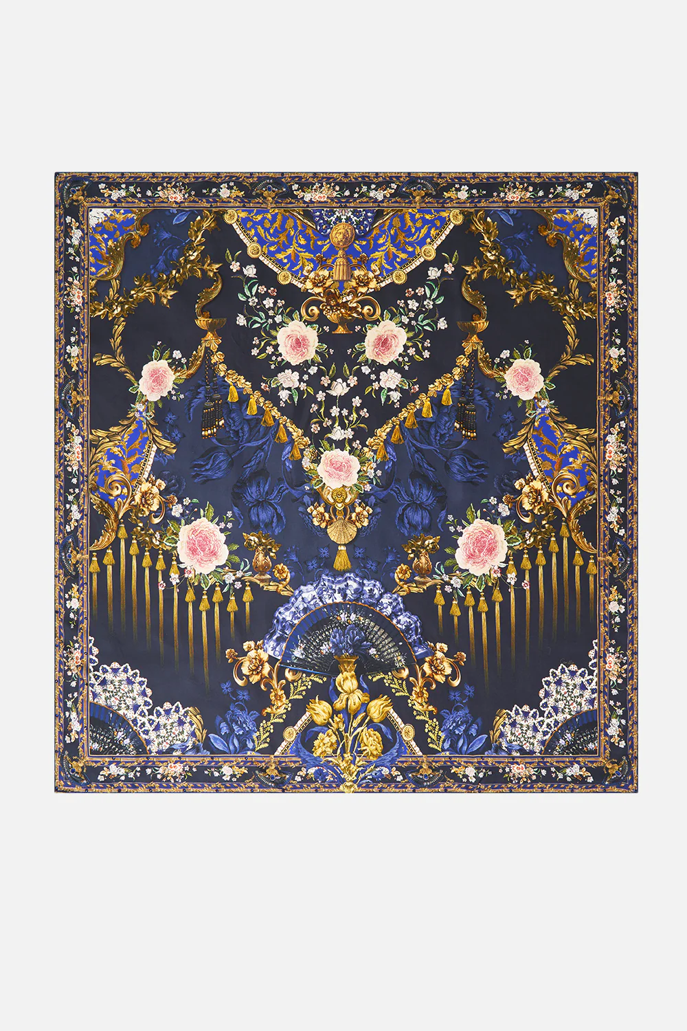 LARGE CRYSTALLED SILK SQUARE SCARF NOTES FROM THE BLUE ROOM - Image 2
