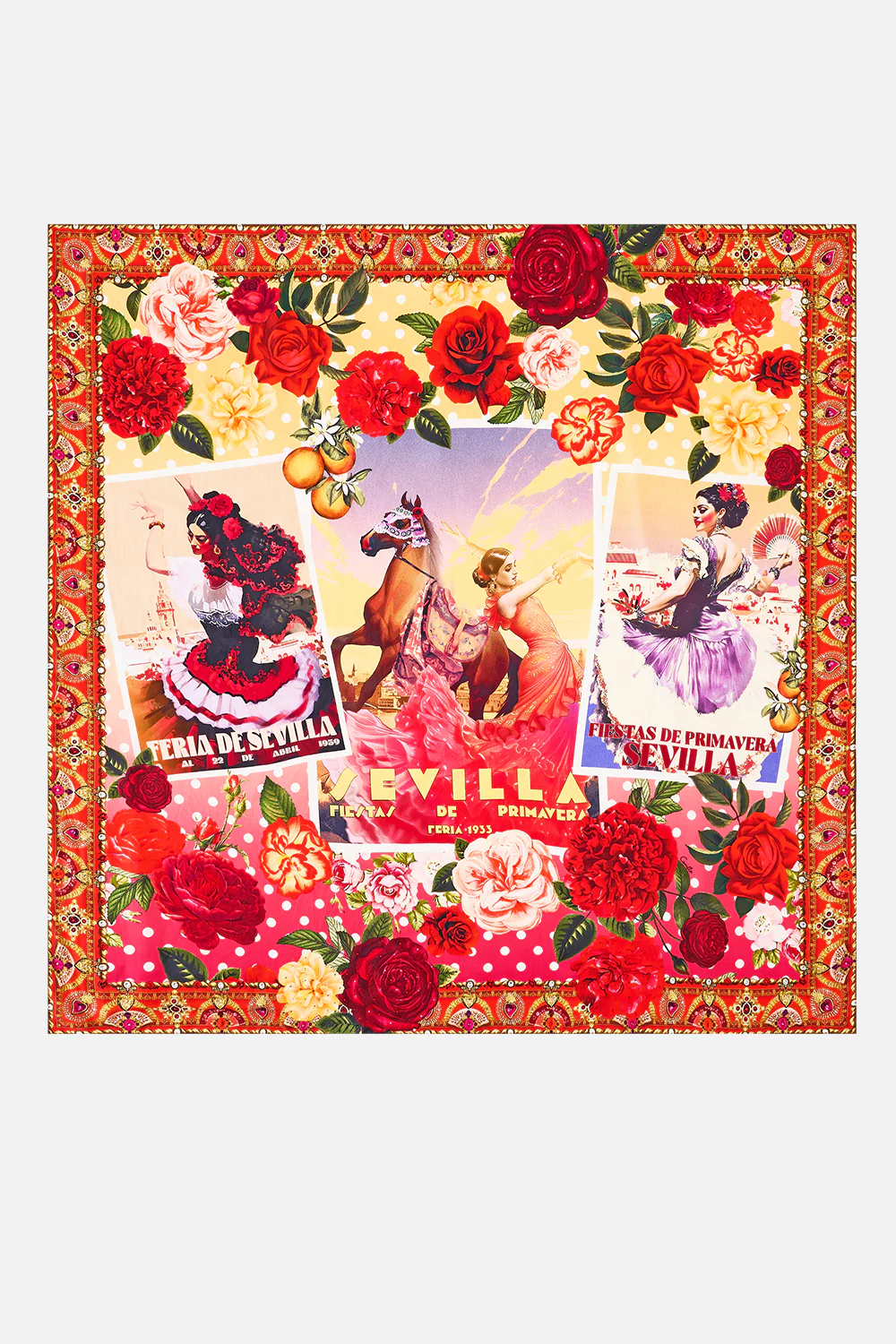 LARGE CRYSTALLED SILK SQUARE SCARF OLÉ OLÉ - Image 2