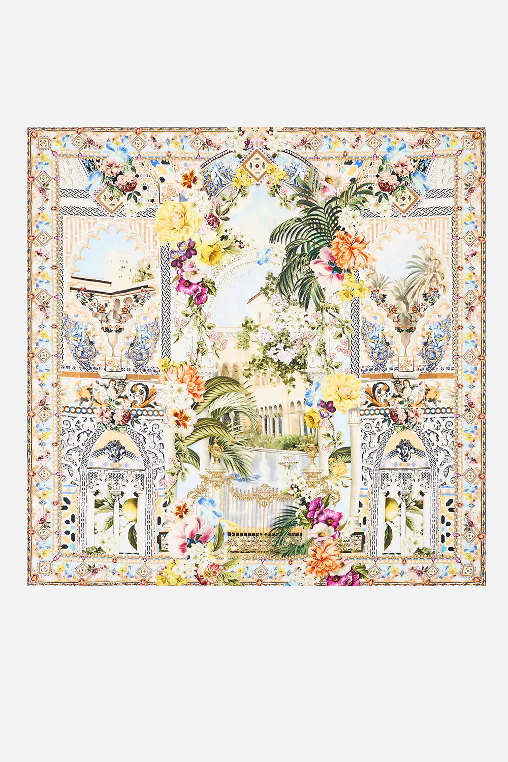 LARGE CRYSTALLED SILK SQUARE SCARF THE ARCHITECTS OF ALCÁZAR - Image 2