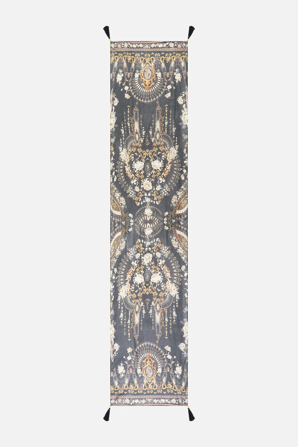 LONG SILK CRINKLE CHIFFON SCARF FLAMENCO FOLKLORE - Image 2