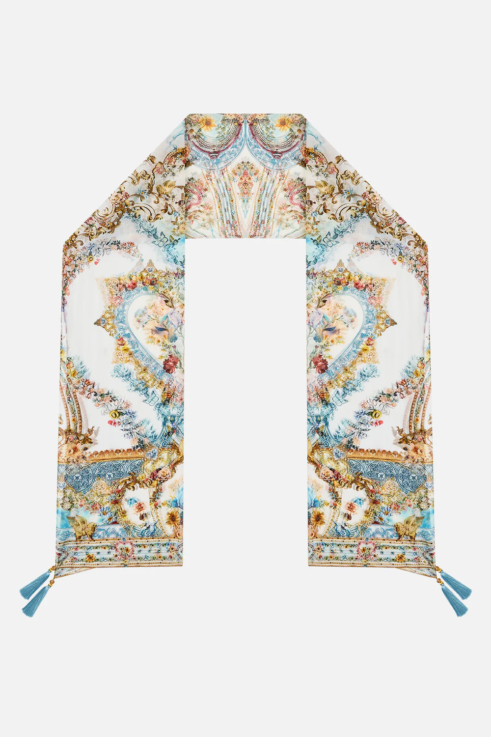 LONG SILK CRINKLE CHIFFON SCARF SEVILLE SWEETHEART