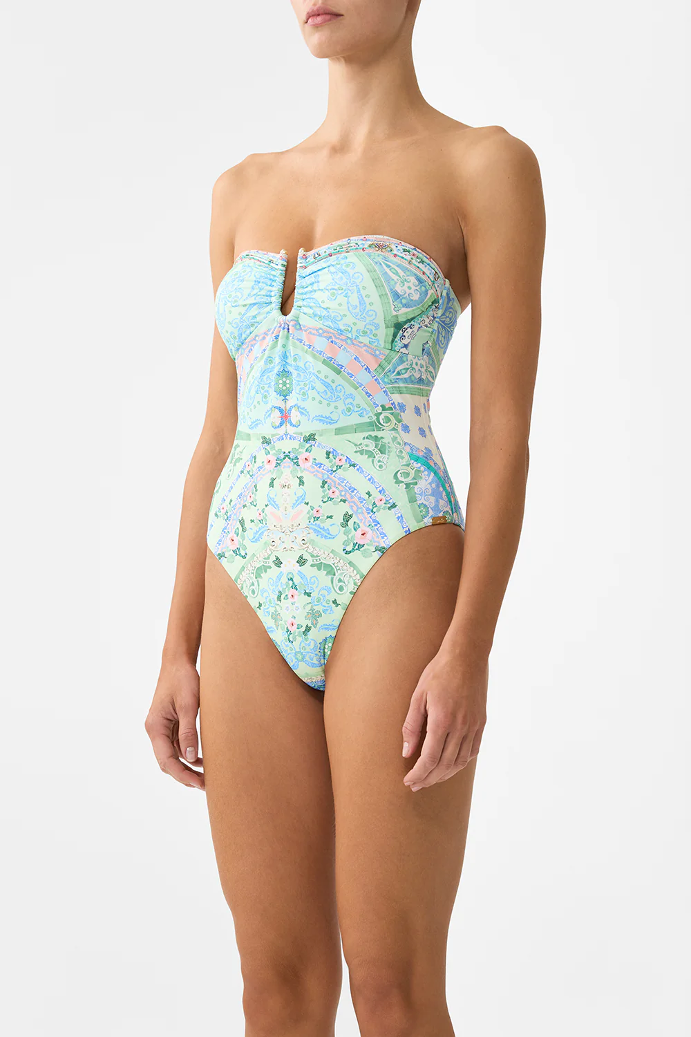 GATHERED BANDEAU ONE PIECE WITH U RING FRONT MIDSUMMER MOSAICS - Image 5