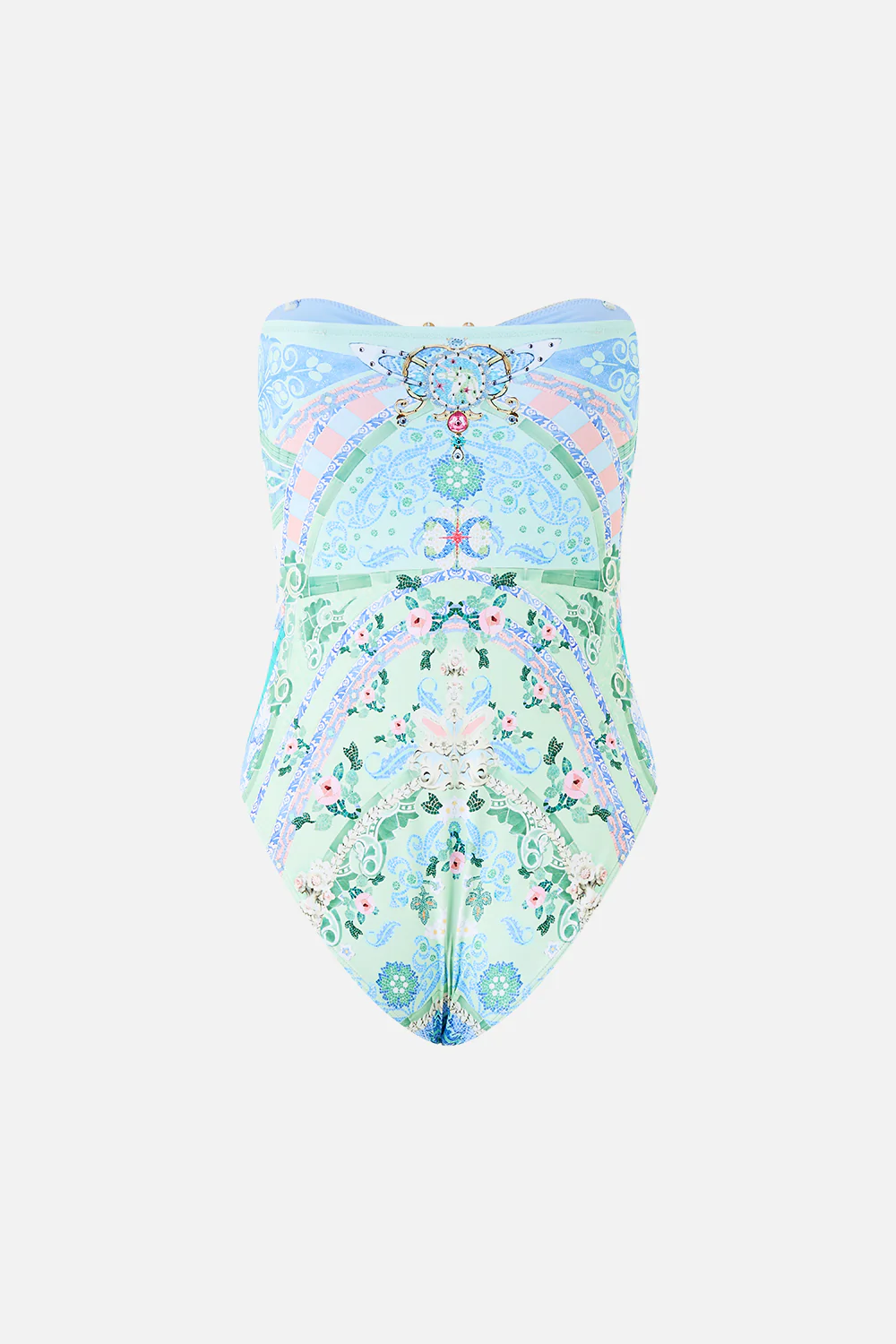 GATHERED BANDEAU ONE PIECE WITH U RING FRONT MIDSUMMER MOSAICS - Image 6