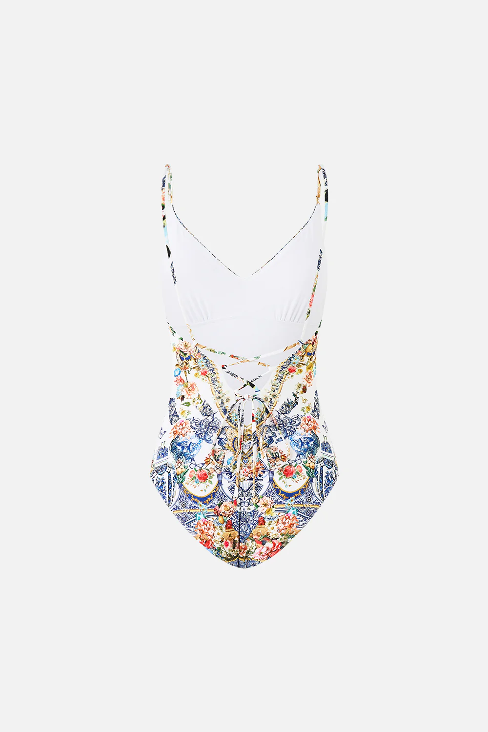 V NECK ONE PIECE WITH LACE UP TIE BACK THE POTTERY PARLOUR - Image 6